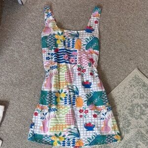 Colorful Garden Print Tank Dress